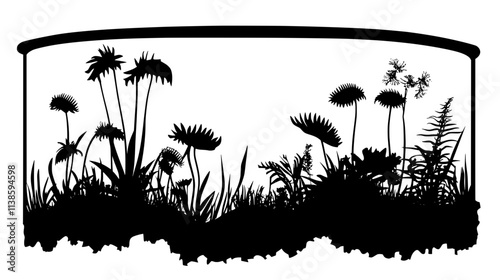 Venus flytrap in a terrarium with high humidity, Vectorized Plant Art