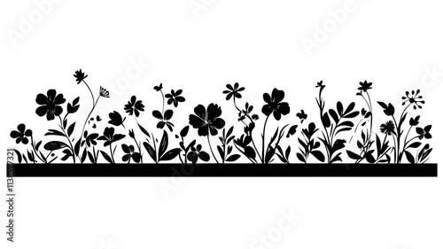 Floral runner stretching the length of a banquet table, Plant Illustration