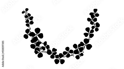 Flower necklace composed of small blooms strung together into a continuous chain, Plant Illustration