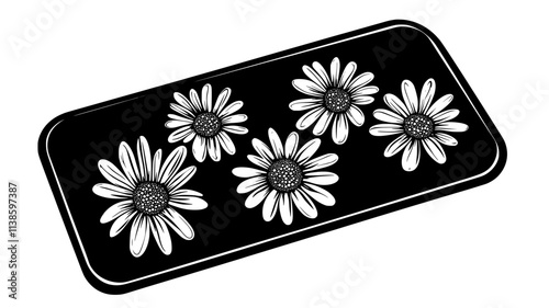 Flower press with petals laid out to dry, Plant Illustration