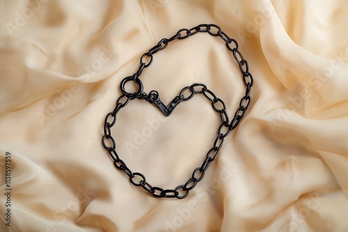 A Heart-Shaped Chain with an Open Clasp on the End Laid Out

 photo