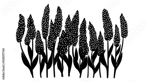 Goldenrod stands with plumes of tiny flowers, Plant Illustration