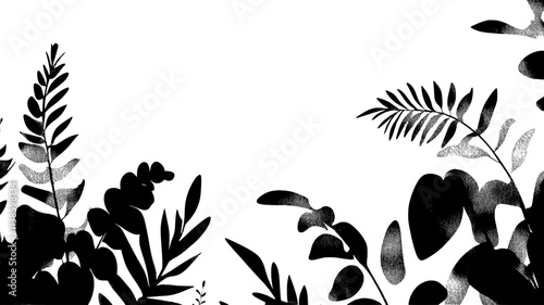Holly fern in a shaded corner of a woodland garden, Plant Illustration