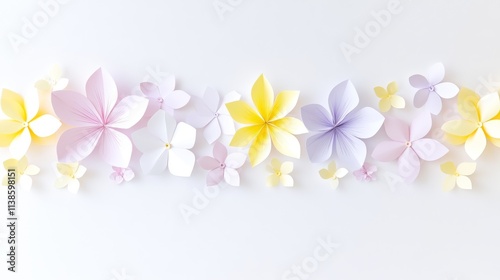 A seamless design showcasing a 3D illustration of colorful flowers, echoing the look of a paper quill pattern.