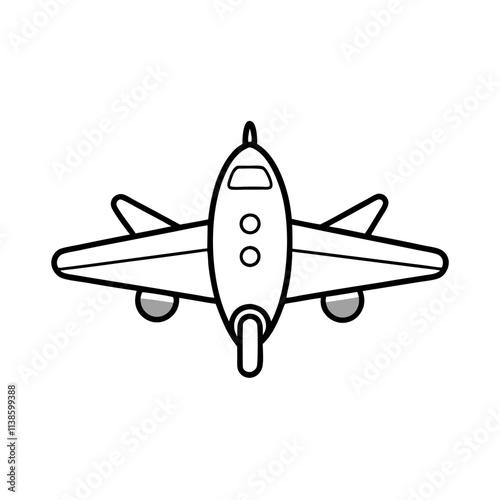 Plane Line Art on White Background