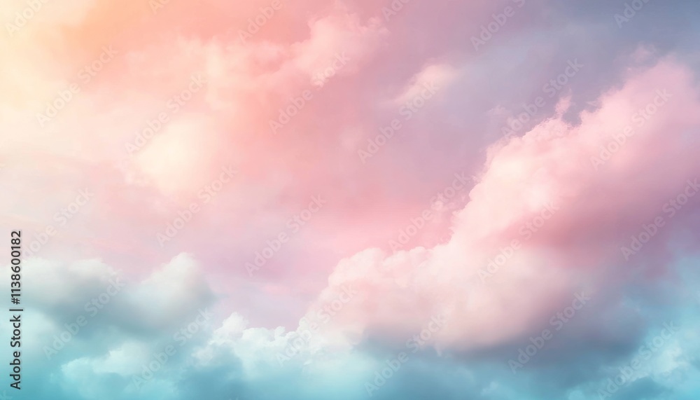 Soft Pink and Blue Sky with Fluffy Clouds Soft Pink and Blue Sky with Fluffy Clouds