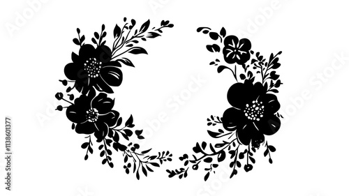Wedding flower crown featuring tightly arranged floral elements in a symmetrical ring, Plant Illustration