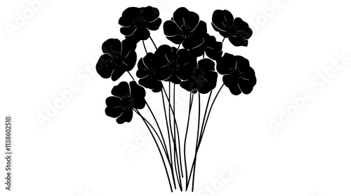 Flower arrangement with tightly grouped stems in a round, compact shape, Plant Vector Graphic
