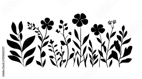 Flower buds emerging in an outdoor organic farm with healthy foliage, Plant Vector Graphic