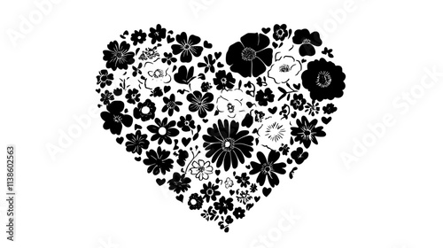 Flower arrangement in the shape of a heart for a funeral, Plant Vector Graphic