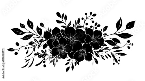 Flowers arranged into a circular bouquet for a decorative centerpiece, Plant Vector Graphic