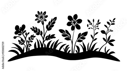 Flowers near a garden path attracting pollinators, Plant Vector Graphic