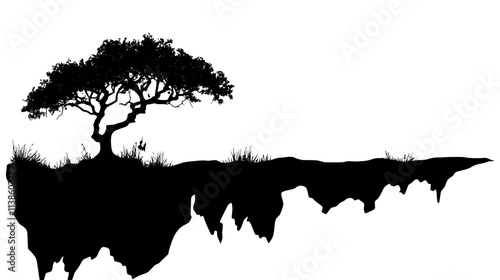 Frankincense trees growing on cliffs in the Dhofar region, Plant Vector Graphic
