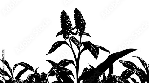 Ginger flower emerging from dense green foliage, Plant Vector Graphic