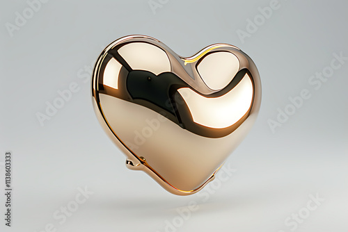 social media design, d metallic mirror heart icon in gold chrome, inside a speech bubble outlined in white, resembling instagrams heart like symbol photo