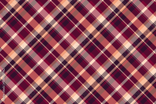 70s pattern background textile, panjabi vector check fabric. Old texture tartan seamless plaid in red and pink colors.