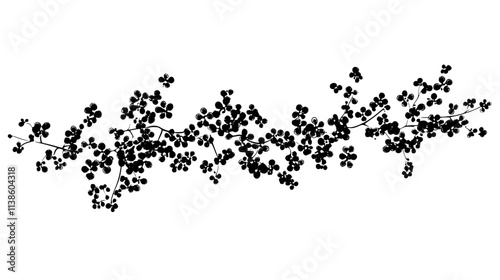 A long branch covered with small, clustered flowers arranged closely together, Plant Vector Graphic
