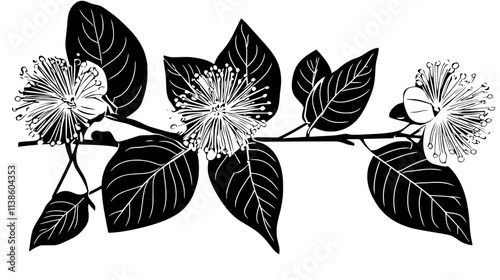 Linden tree blossoms being gathered on a tarp, Plant Vector Graphic