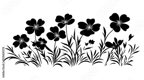 A low-growing plant with small, cupped flowers scattered across the ground, Plant Vector Graphic