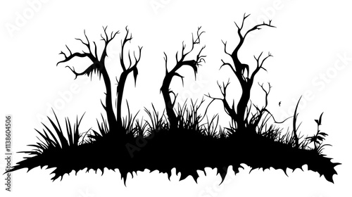 Moss covering the ground in a moist woodland setting, Plant Vector Graphic
