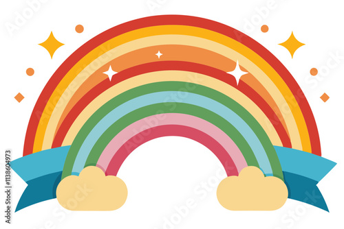 Retro Rainbow Banner Vector Illustration Vibrant Vintage Design photo