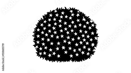 A rounded bush with clusters of tiny, star-shaped flowers covering the surface, Plant Vector Graphic