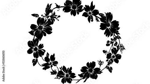 A simple flower ring created by binding stems and blossoms into a round design, Plant Vector Graphic