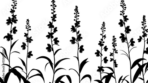 Snapdragons growing in a formal garden with a symmetrical layout, Plant Vector Graphic