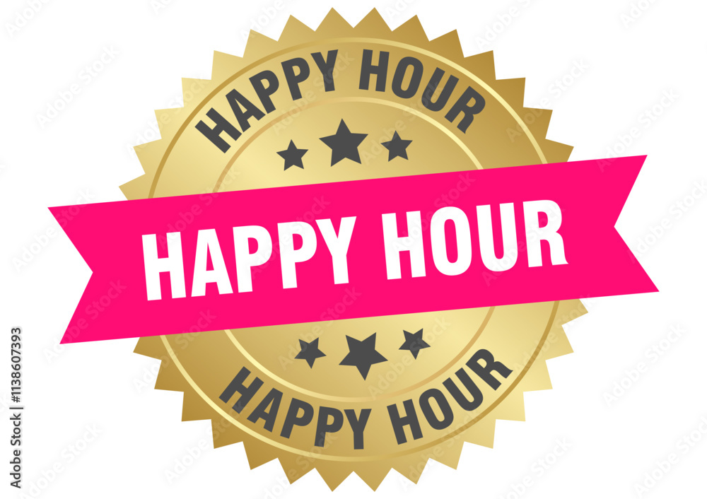 Obraz premium HAPPY HOUR label on transparent background
