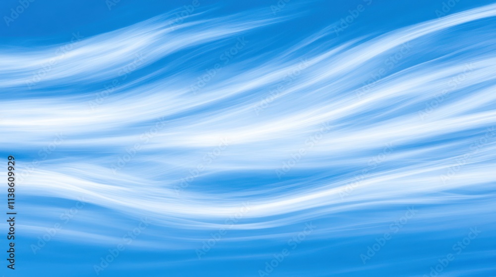 Soft White Clouds Flowing Across a Bright Blue Sky Background