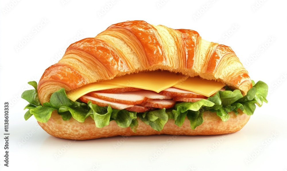 A sandwich with ham, cheese, and lettuce A sandwich with ham, cheese, and lettuce