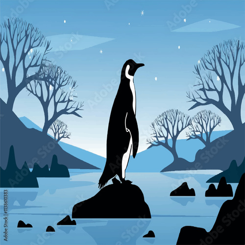 vector drawing penguin