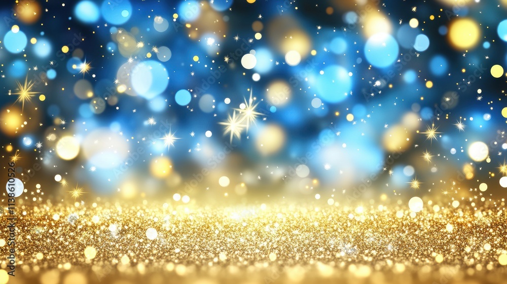 Gold Blue Festive Bokeh Lights Background Gold Blue Festive Bokeh Lights Background