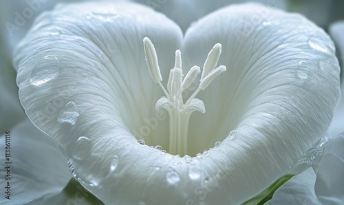 A white flower with a heart shape photo