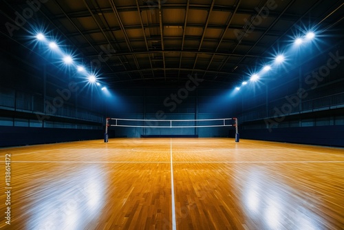 Indoor Volleyball Court with Bright Lighting