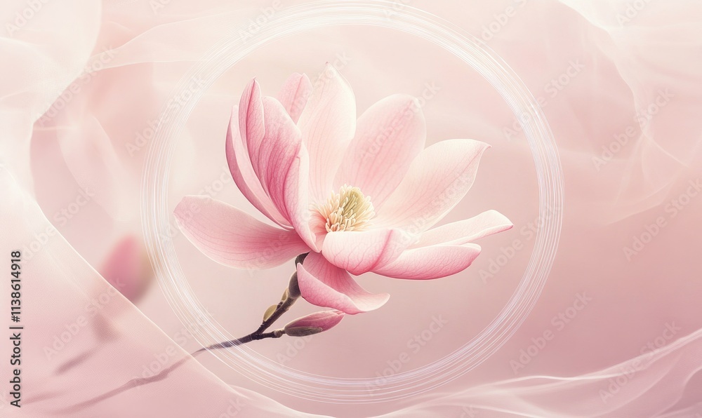 A pink flower with a white center A pink flower with a white center