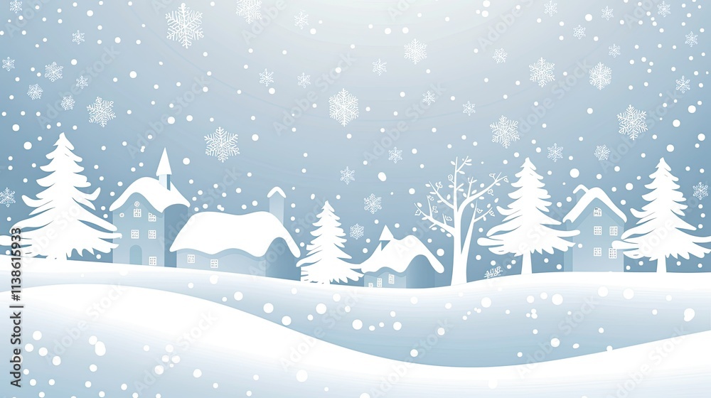 snow falling on the landscape with houses and trees snow falling on the landscape with houses and trees