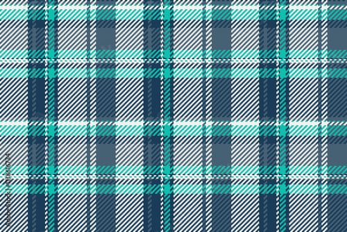 Genuine tartan seamless check, diwali vector texture fabric. Page plaid background pattern textile in cyan and white colors. photo