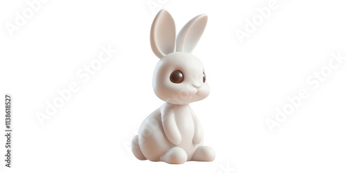 White rabbit sculpture isolated on transparent background