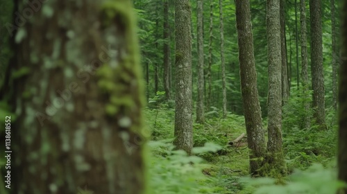 Wallpaper Mural Lush Green Forest with Tall Trees and Dense Foliage in Natural Habitat Torontodigital.ca