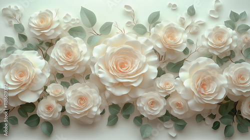 Wallpaper with creme color roses on creme background.