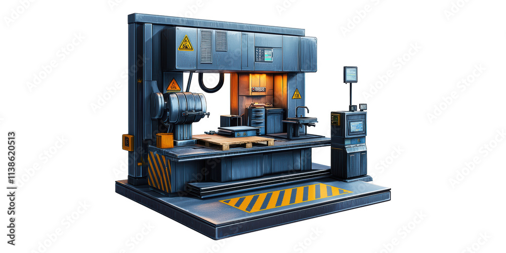 Fototapeta premium Industrial machine with control panel isolated on transparent background
