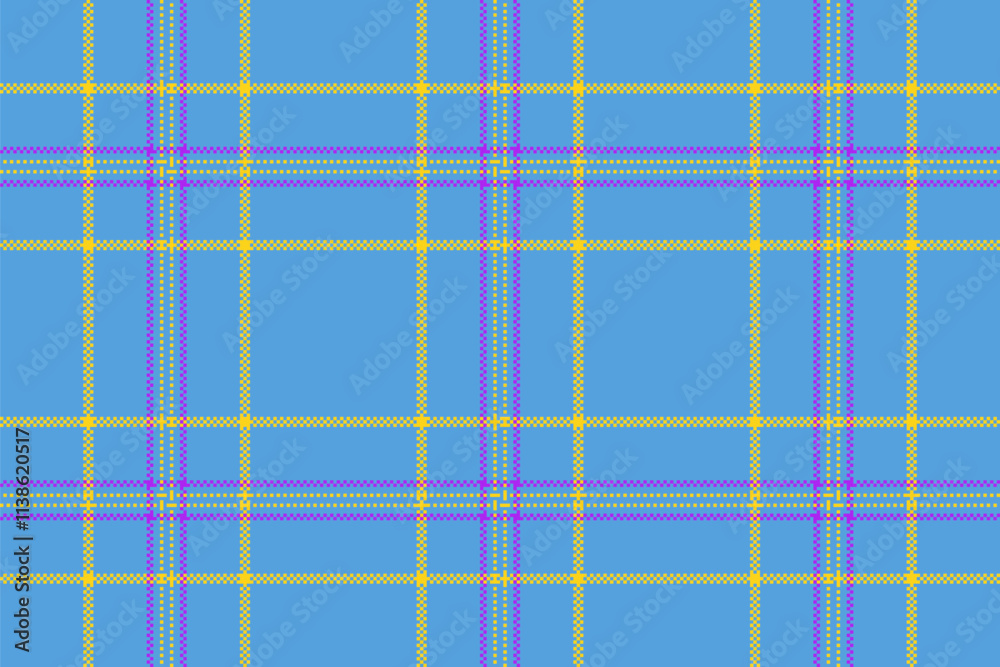 Fototapeta premium Many plaid vector textile, vibrant pattern texture check. Sky fabric tartan seamless background in cyan and yellow colors.