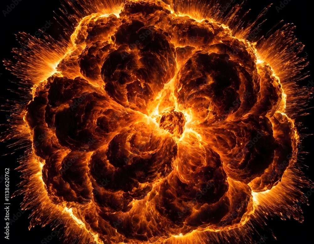Fototapeta premium burning fire explosion flames sparkles isolated on black background