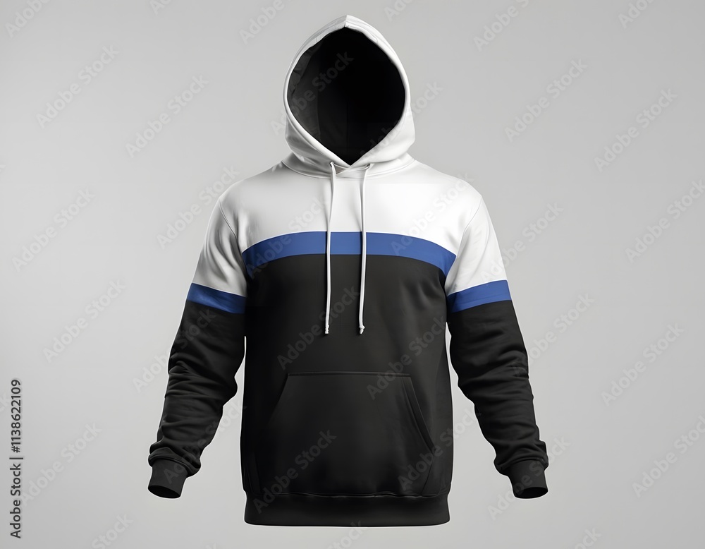 Black, white & blue hoodie isolated on grey, white background Black, white & blue hoodie isolated on grey, white background