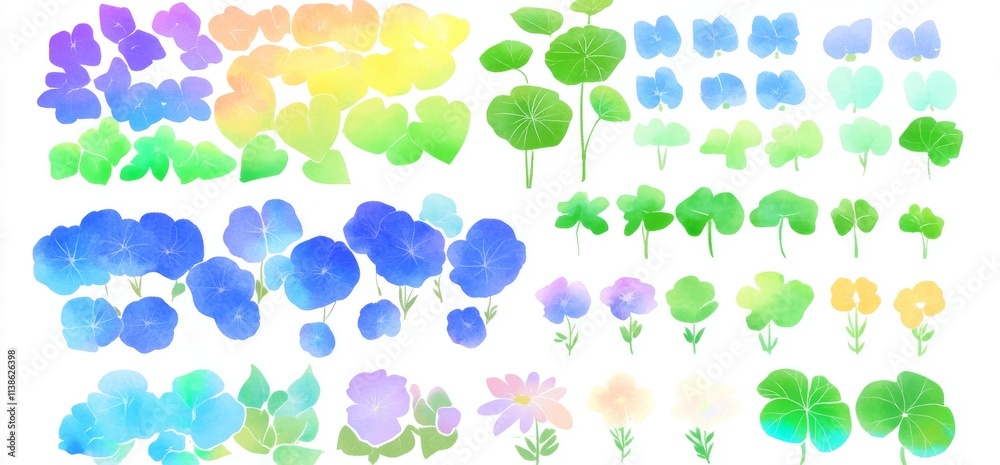 A bouquet of watercolor wildflowers and leaves, crafted as an illustration for weddings and greetings. A bouquet of watercolor wildflowers and leaves, crafted as an illustration for weddings and greetings.