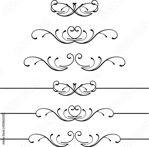 Vector set of calligraphic design elements- dividers
