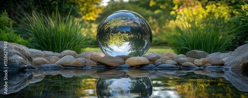 World in a glass orb in tranquility, Generative AI
