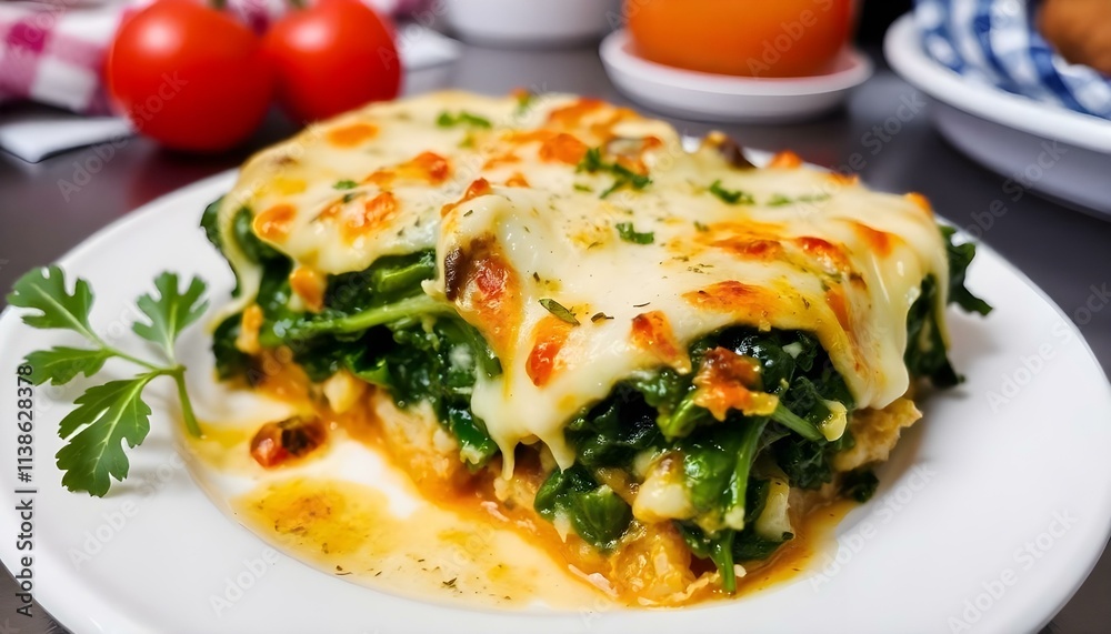 Vegetarian Baked spinach with cheese Vegetarian food Vegetarian Baked spinach with cheese Vegetarian food