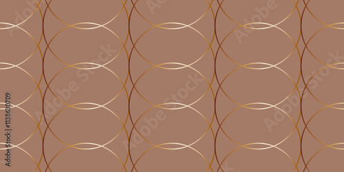 Background 2025 mocha mousse with an abstract pattern in the form of circles with a golden gradient. Vector graphics